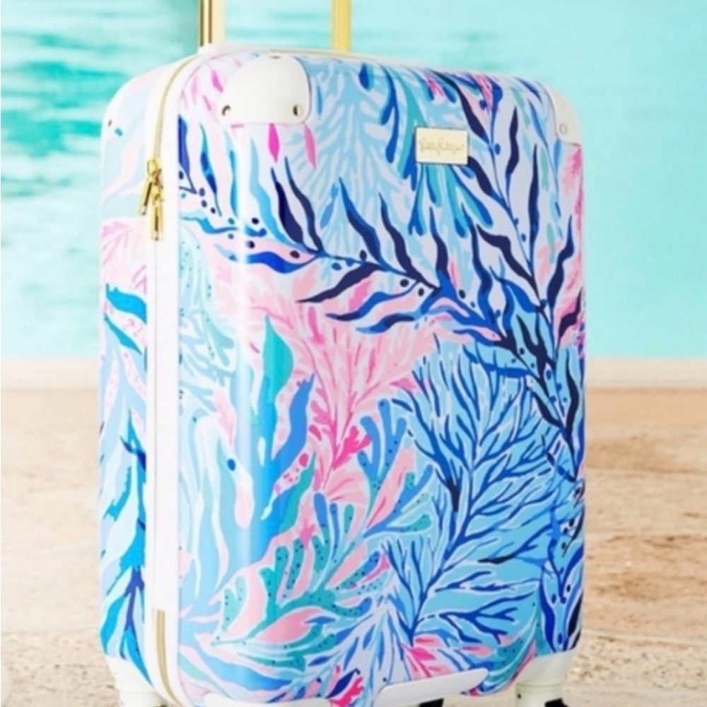 Lilly Pulitzer Blue and Pink Patterned Suitcase